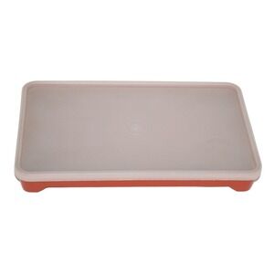 Tupperware Hot‎ Dog Container Microwave Tray Lid Orange VTG 11.5x7.5 Retro USA